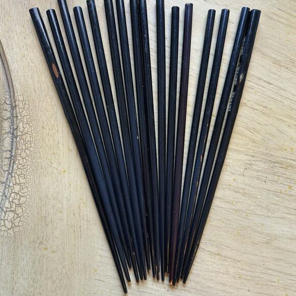 8* Chopsticks Black Wooden Old Design Set Of 8( 16 Total) VTG Hair Pins Buns - Picture 1 of 5
